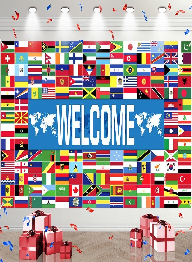 Yoirrat World Flag Banner International Flag Decorations International Welcome Banner Country Flags of The World Backdrop Decorations for School Classroom Office Sport Event Birthday Party Decor - Image 1